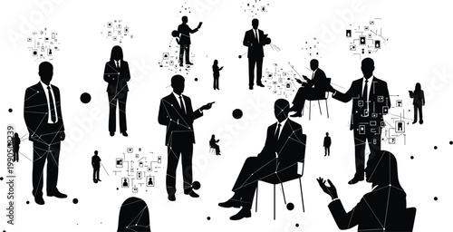 Abstract silhouette crowd a conceptual representation of business networking and modern human connection in a digital age