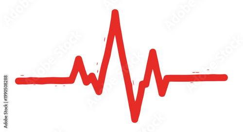Red Heartbeat Pulse Line Vector Illustration, Medical EKG Rhythm Sign for Healthcare Cardiology Design
