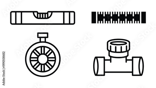 Construction Essentials: A meticulously composed illustration of vital construction tools, showcasing precision and functionality.