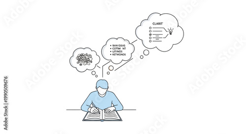 Businessman thinking, brainstorming ideas, office worker, creative problem solving