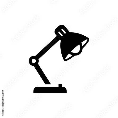 Black Desk Lamp Icon - Modern Study Light Symbol