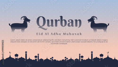 A poster for eid al adha with goat silhouette