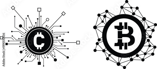 Digital currency network bitcoin and cryptocurrency connections in a modern technological landscape