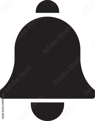 Bell icon displays a clean black silhouette representing notification alerts and digital communication updates on a simple interface.