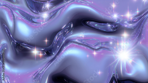 Futuristic y2k background with holographic glass waves