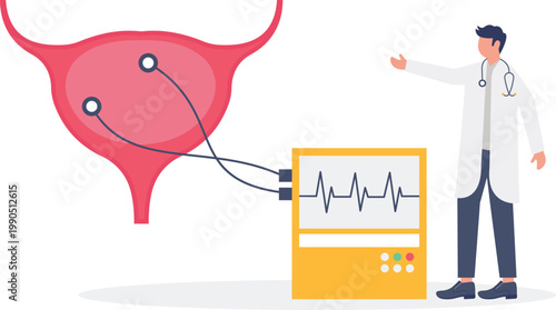 Urologist monitoring bladder health with diagnostics