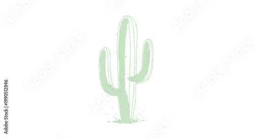 Green Cactus Plant Closeup View.