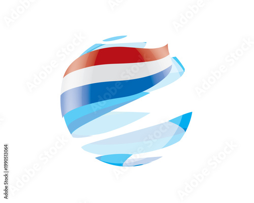Canvas Print Flat of patriotic globe featuring waving Netherlandish flag design