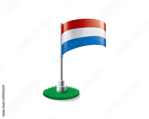Foto Netherlandish flag on a flagpole mounted on the grass
