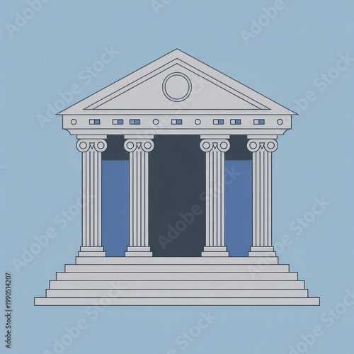 Classical architecture building with grand columns and steps, symbolizing tradition and stability.