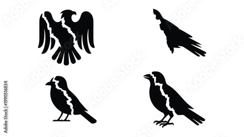 Elegant bird Silhouette composition: A beautifully composed illustration presents a collection of stylized bird silhouettes in an elegant and minimalistic design.