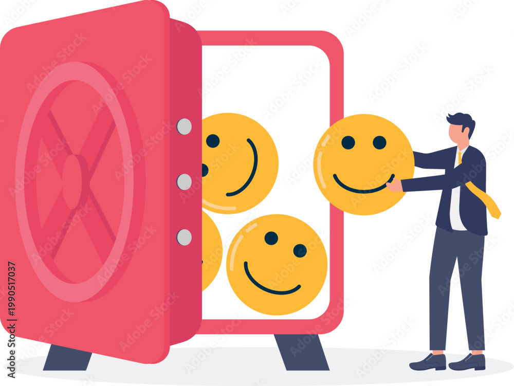 Naklejka premium Medical professional storing positive mental health in safe