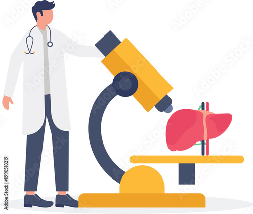 Laboratory analysis of liver tissue using microscope