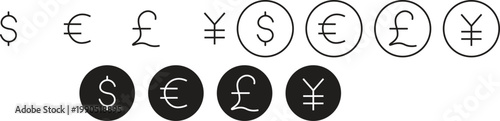 Business finance and money line icon. money and cash finance icons set, banknote currency coins stack bill payment banking. representing finance, money, and banking concepts, including a wallet, credi