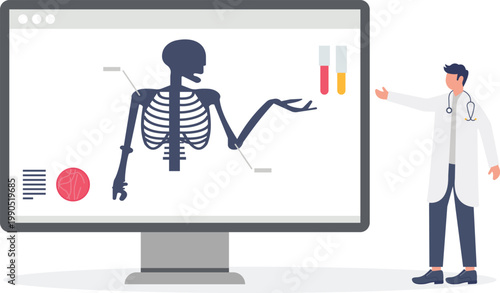Clinical analysis of bone density on medical monitor