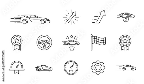 Speed championship automotive icon set racing vector