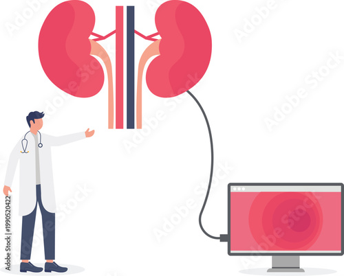 Digital monitoring of renal function on medical screen