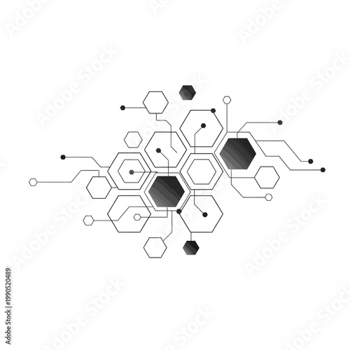 Black and white hexagon circuit board.