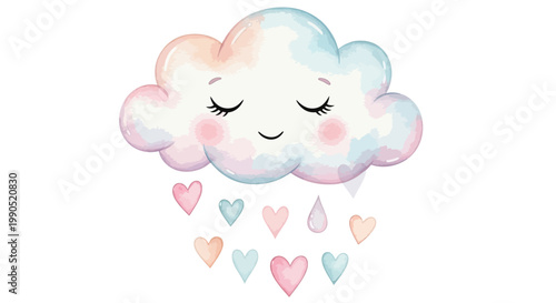 Smiling Cloud with Heart Rain.