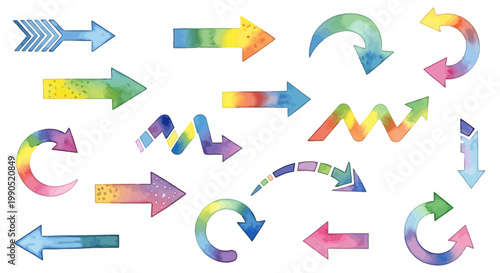 Colorful Arrows Pointing Directions Signs.