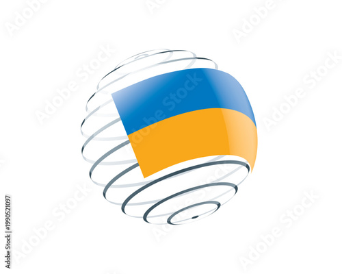 Ukrainian flag on an abstract globe