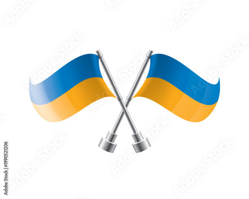 Scalable illustration capturing prideful display of Ukrainian national banners