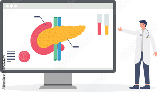 Clinical analysis of pancreas function on digital monitor
