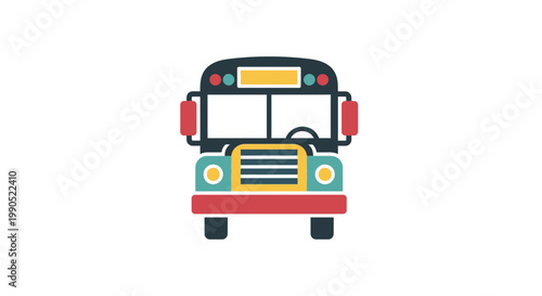 School Bus Vector Illustration, Flat Design Icon of a Yellow Educational Vehicle for Children Transport, Simple Graphic Style for Education and School Concepts
