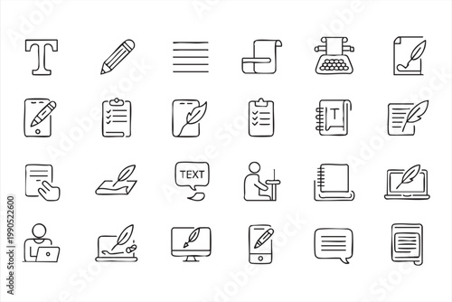 Text Editing Icon Pack, Writing, Typography, Publishing, Content Graphics