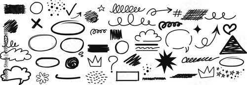 Hand drawn doodles a collection of sketchy shapes lines and artistic elements