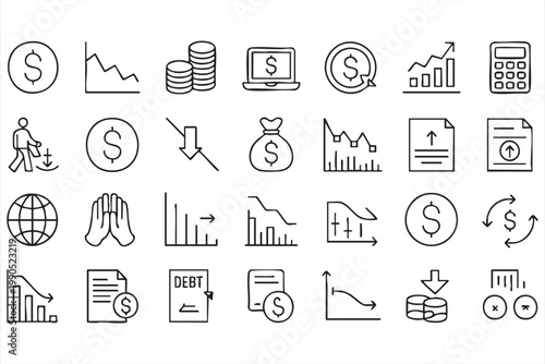 Finance Icon Pack, Money, Analytics, Economy, Investment Graphics
