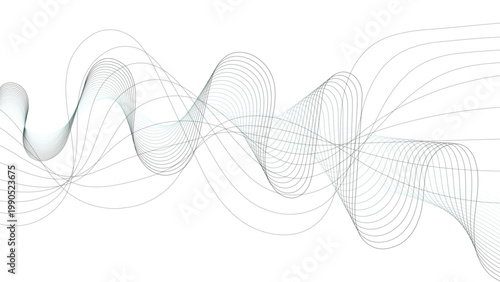 Gray and white abstract background with flowing particles. Digital future technology concept. 
