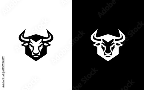 Geometric Bull Head Logo Design - Modern Hexagon Taurus Icon for Fitness, Finance, and Security Branding