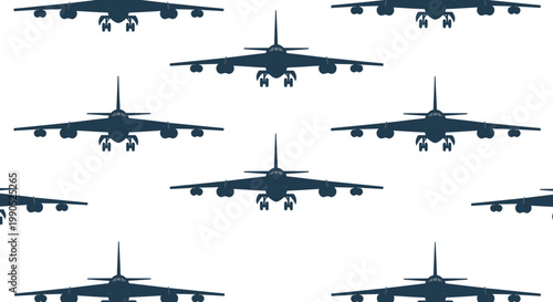 Seamless Pattern of Airplane Silhouettes Vector Illustration, Repeating Aircraft Icons for Aviation Design Backgrounds and Travel Themed Creative Projects