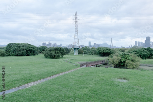 power lines on a field