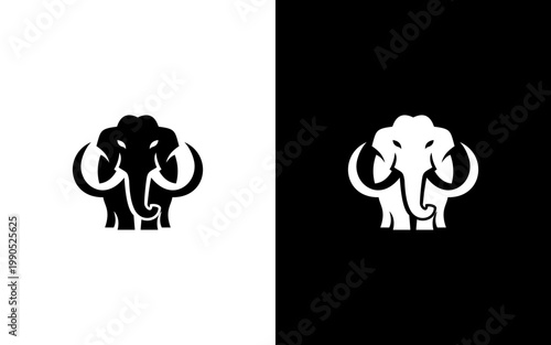 Mammoth Front View Mascot Logo – Powerful Prehistoric Elephant Head Vector Illustration