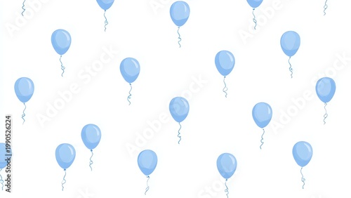 Soft blue balloons arranged in a seamless repeating pattern on a white background