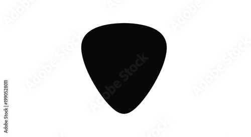 Black guitar pick illustration with smooth edges on transparent background silhouette