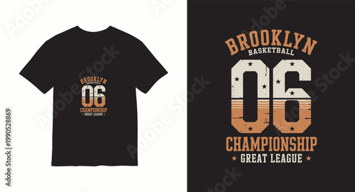 Brooklyn basketball championship great league 06 vintage t-shirt design.