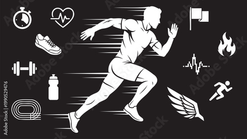 Cardio Training and Gym Lifestyle Vector Gym Symbols