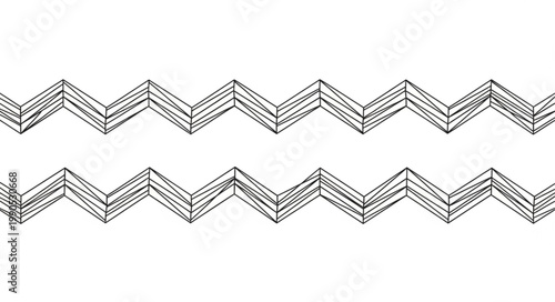 Hand Drawn Zigzag Pattern Border Design Element.