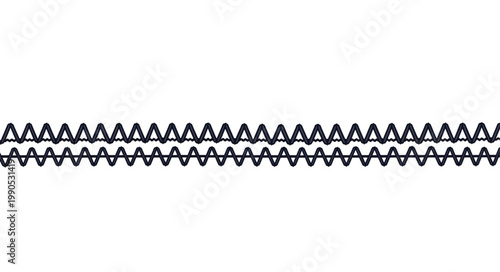 Close up of a black zipper on a white background.