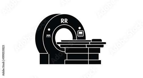 Black silhouette of an mri machine on transparent background