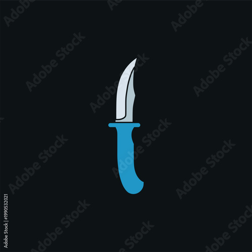 Tactical survival knife vector illustration with flat design blade and handle