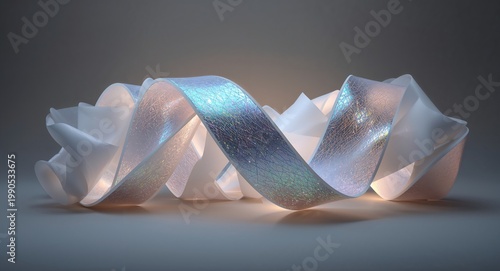 Abstract Elegant Ribbon Flow with Iridescent Texture – Luxury Minimal Background Concept.