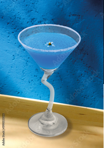 Obraz na płótnie blue kamikaze Dramatic Cocktail Photography with Stone Texture and Dark Atmosphe