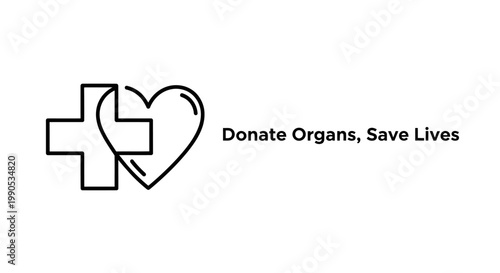 Organ Donation Heart and Cross Symbol Save Lives.