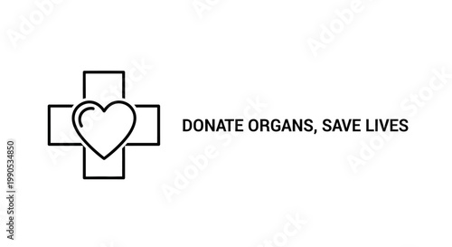 Organ Donation Heart Cross Symbol Save Lives Message.