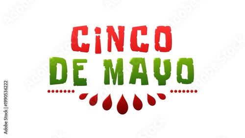 Cinco de mayo text animation suitable for social media posts, invitations, posters, and banners. Vibrant and celebratory.