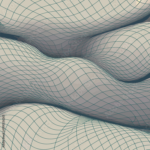 Abstract 3 d wireframe mesh with wavy surface contours
